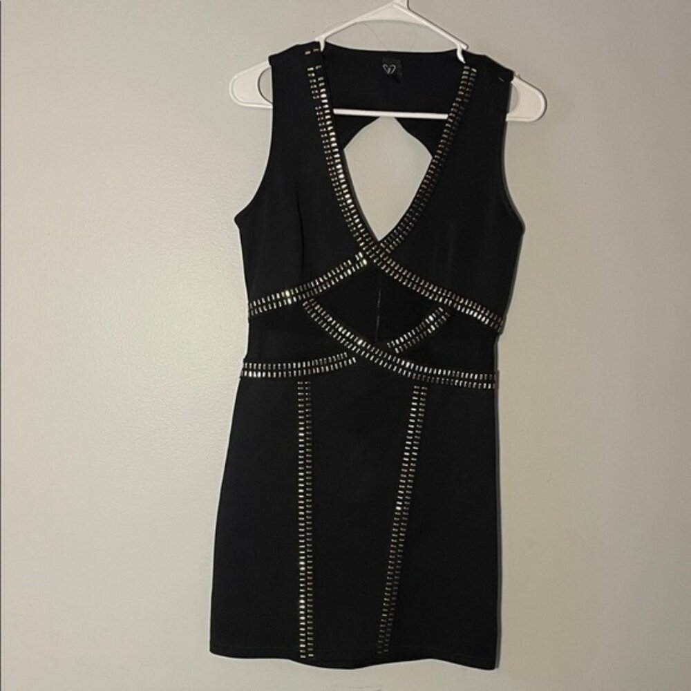 Windsor Black Dress with Gold Details